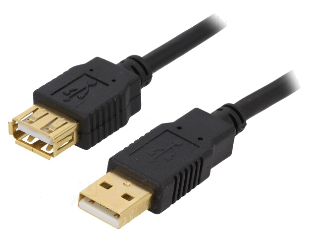 Kabel; USB 2.0; USB-A aansluiting,USB-A-stekker; verguld; 1,8m Kabel; USB 2.0; USB-A aansluiting,USB-A-stekker; verguld; 1,8m